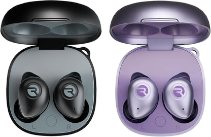 Raycon Fitness Bluetooth True Wireless 2X Earbuds Bundle (Black & Purple) - Built in Mic 56 Hours of Battery, IPX7 Waterproof, Active Noise Cancellation, Awareness Mode, and Bluetooth 5.3