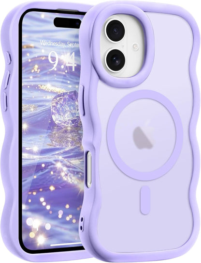 Pepmune for iPhone 16 Pro Max Case Curly Wavy Frame Translucent, Burgundy