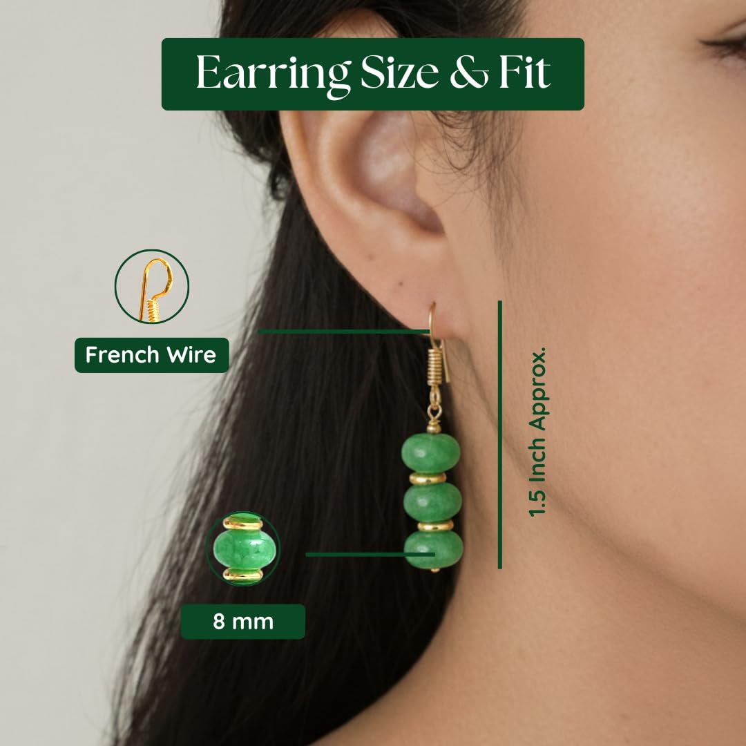 Gempires Beaded Gemstone Dangle Earrings for Women, Boho Gold Birthstone