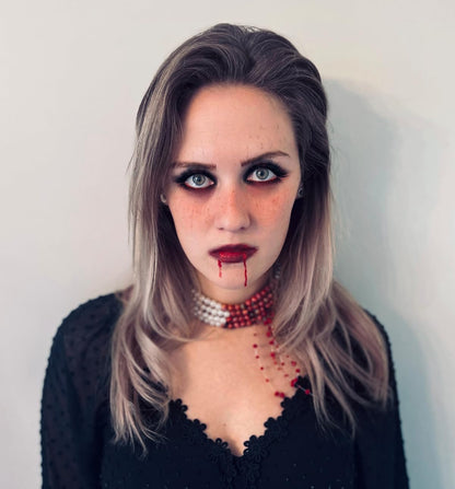 Halloween Pearl Choker Necklace Gothic Blood Pearl Vampire Necklace