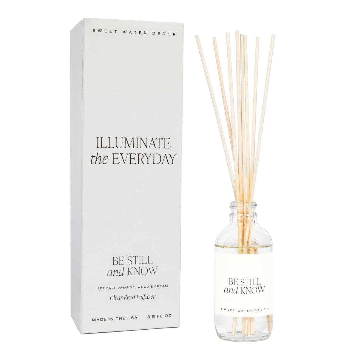 Sweet Water Decor Spa Day Reed Diffuser Set - Sea Salt, Jasmine, Wood, and Cream Scented Diffuser - Relaxing Spa Scent Diffusers for Home, Long Lasting Fragrance, Made in the USA
