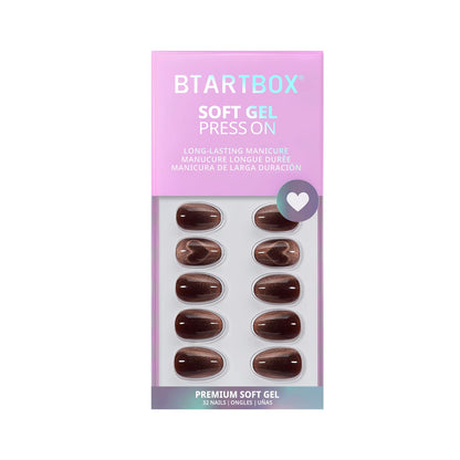 BTArtbox Press On Nails, Short Almond French Tip Nails, 32Pcs Full Kit