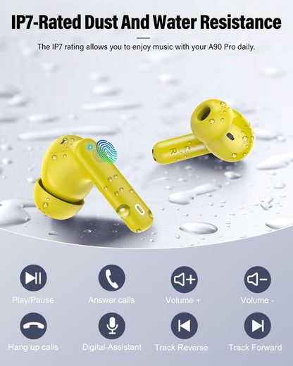Wireless Earbuds, Bluetooth 5.4 Headphones Bass Stereo/Clear Call,Rose Gold