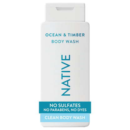 Native Clean Body Wash for Women & Men, Powder & Cotton Scent, 18 fl oz