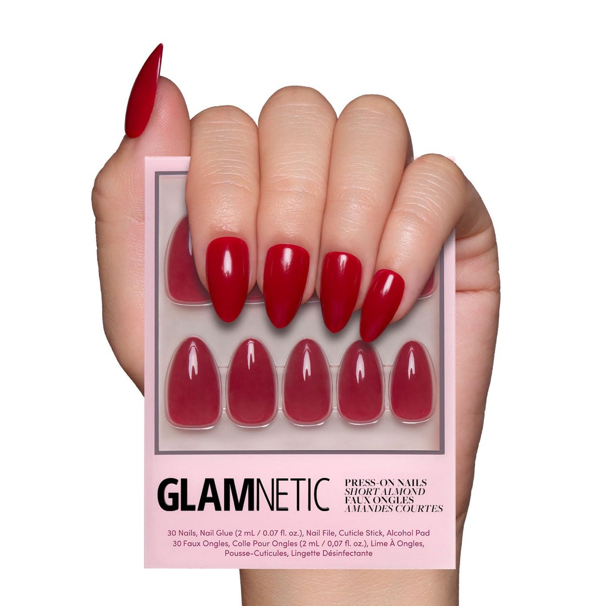 Glamnetic Press On Nails, Short Almond Glossy, Fake Nails 24pc Nail Kit