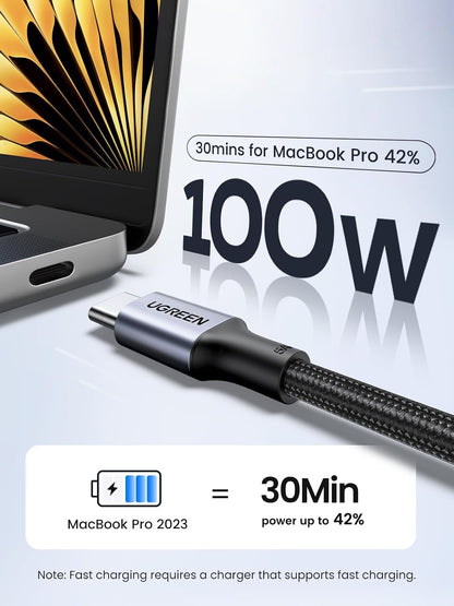 UGREEN 100W USB C to USB C Cable, Fast Charging, 2-Pack, 3.3ft, Black