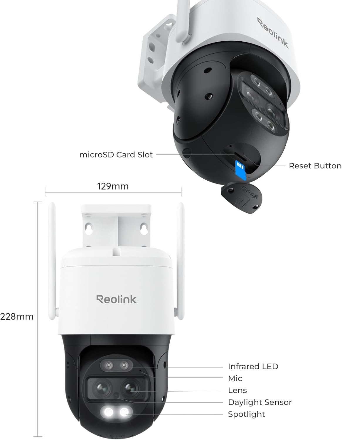 REOLINK 4K 8MP Dual-Lens PTZ Wired WiFi Outdoor Security Camera, 2.4/5GHz