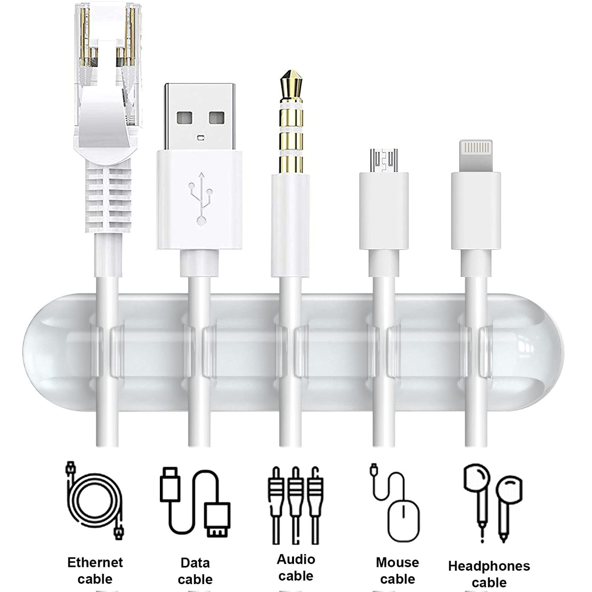 Cord Organizer for Desk, White Cable Organizer Cable Clips 2 Pack