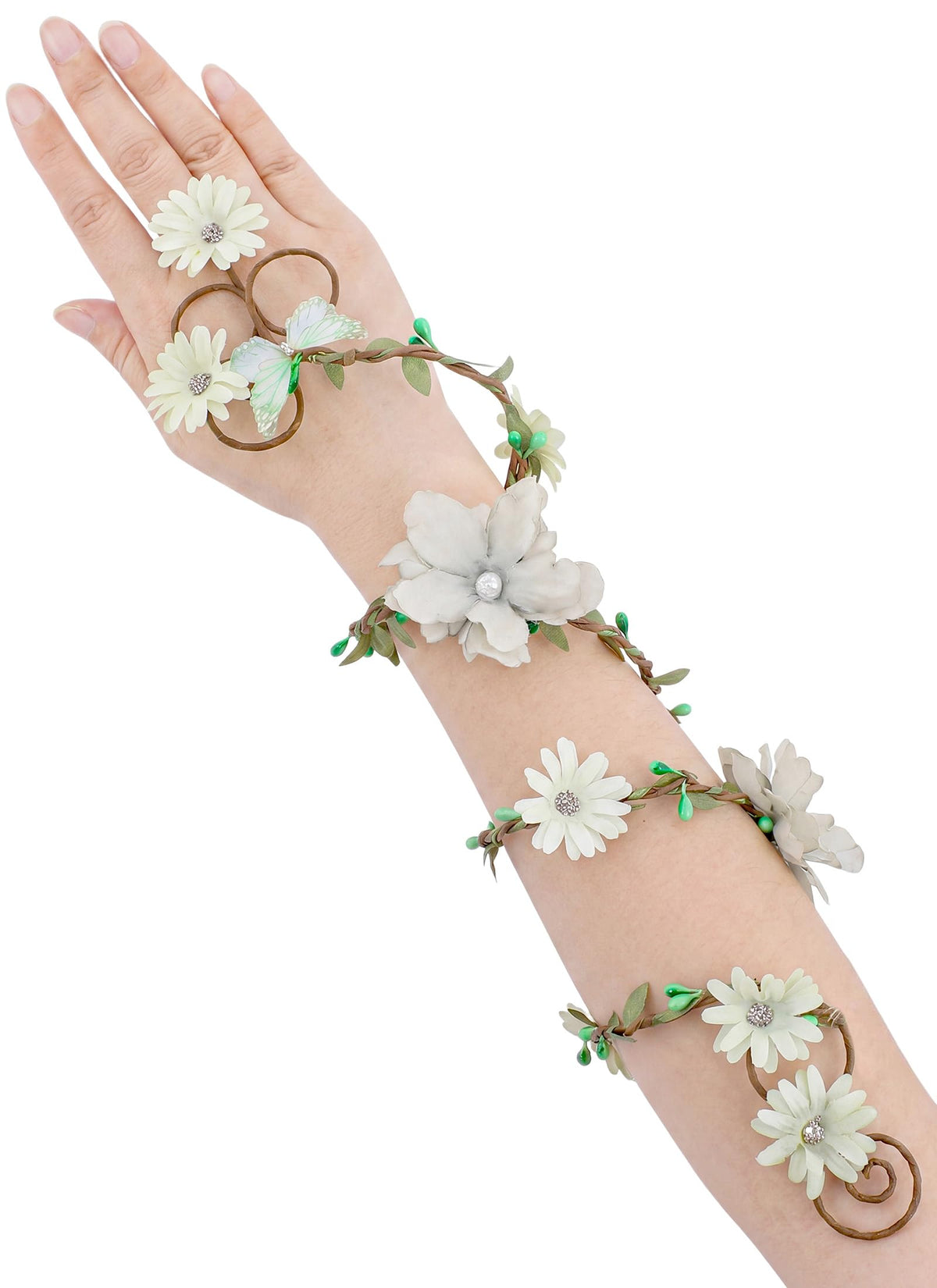 FRESHME Renaissance Fairy Floral Arm Wrap - 1 PC Elf Bracelet Mother Nature Costume Poison Ivy Costume Renfaire Accessories