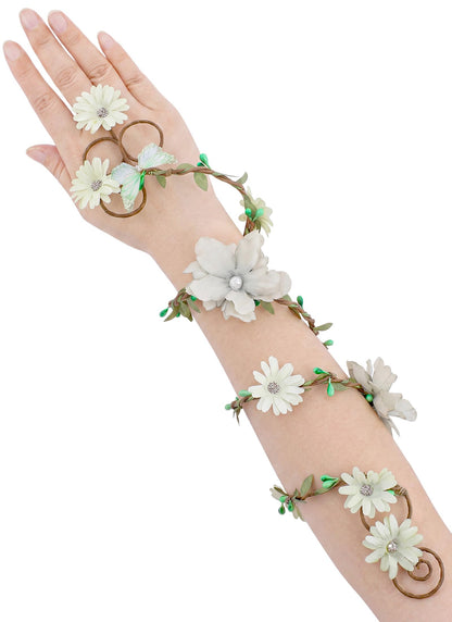 FRESHME Renaissance Fairy Floral Arm Wrap - 1 PC Elf Bracelet Mother Nature Costume Poison Ivy Costume Renfaire Accessories