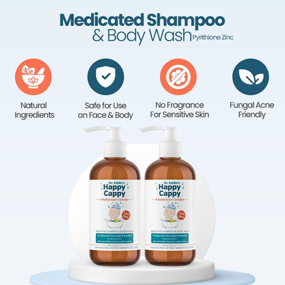 Happy Cappy Medicated Shampoo and Body Wash with Beanie Brush - 2 Pieces