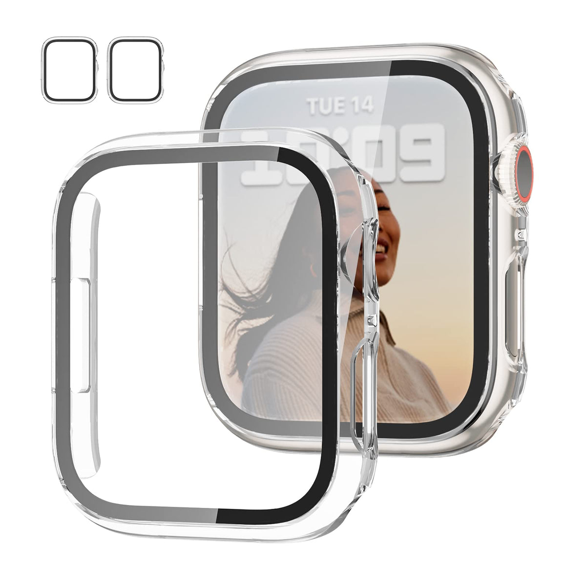 JZK Screen Protector Case for Apple Watch Series 11/10 42mm,Carbon Fibre
