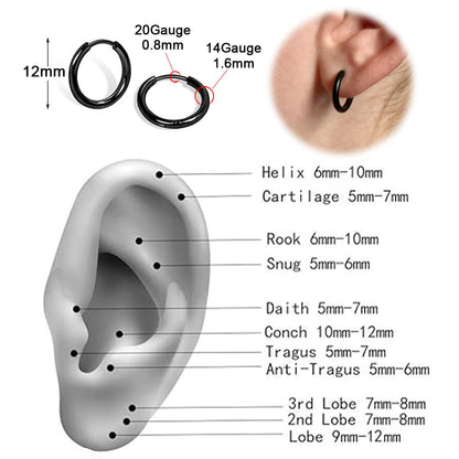 1 Pair 6mm Small Hoop Earrings for Women, Huggie Hoop Earrings (Gold/1.6mm)