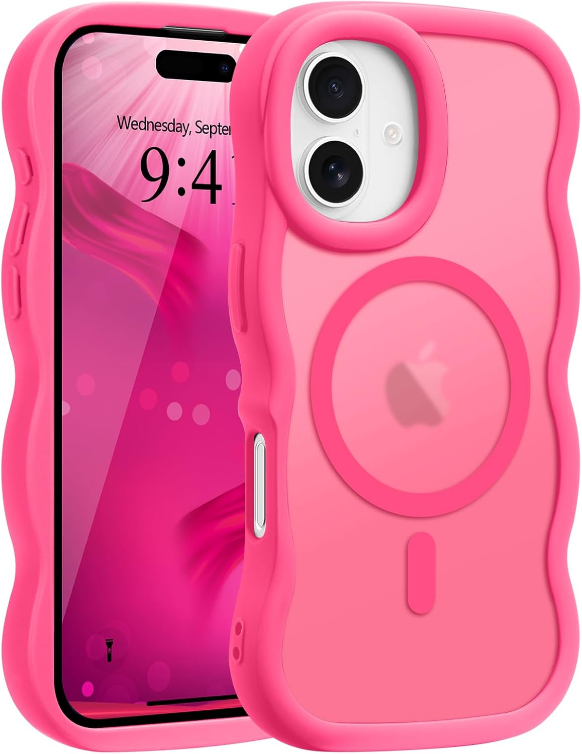 Pepmune for iPhone 16 Pro Max Case Curly Wavy Frame Translucent, Burgundy