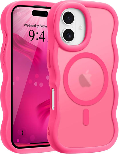 Pepmune for iPhone 16 Pro Max Case Curly Wavy Frame Translucent, Burgundy