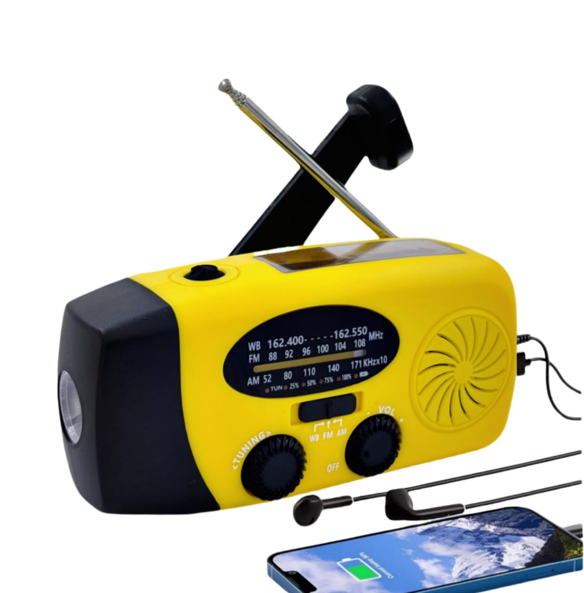 2000mAh Wind Up Solar Radio, Emergency Weather Radio,FM/AM Hand Crank Radio