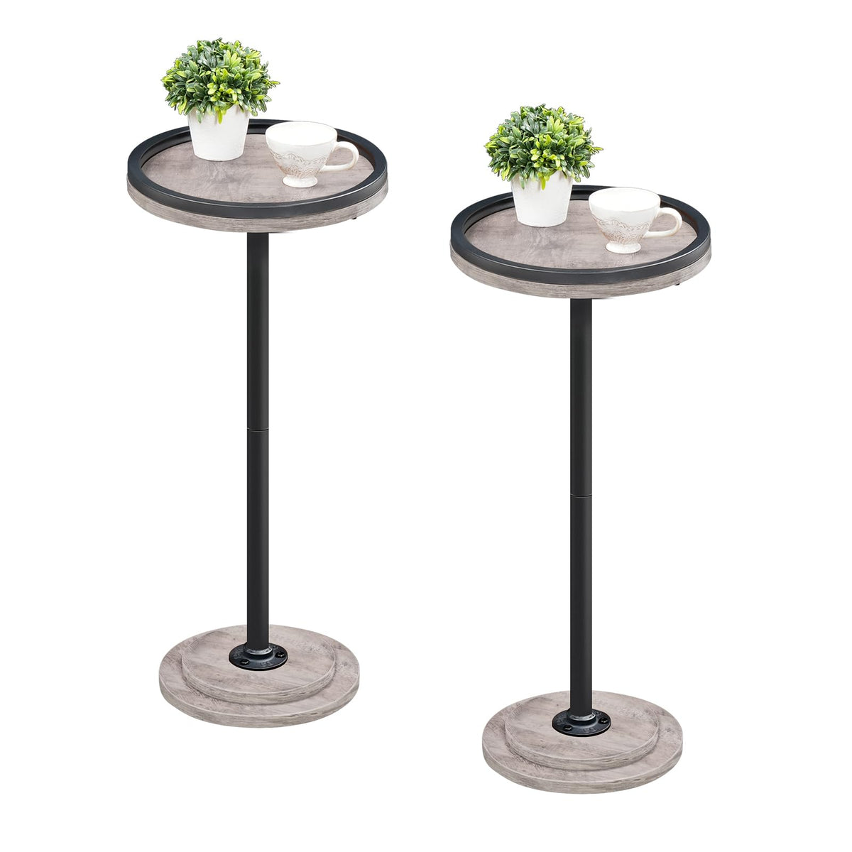 HOOBRO Small Round Side Table, Drink Table, Coffee Martini Table with Pedestal Accent for Small Spaces in Living Room, Bedroom, Sofa Couch, Rustic Brown BF168BZ01