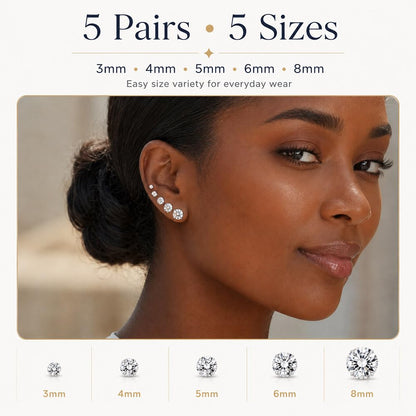 10 Pairs Small Stud Earrings for Women Hypoallergenic Multiple Piercings