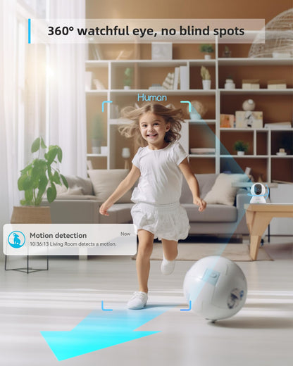 blurams Pet Camera 2K, Indoor Cameras, Dog Camera, 360° Home Security Cameras, Color Night Vision, Motion Tracking, 2-Way Talk, Cloud&SD, APP Control, Compatible with Alexa