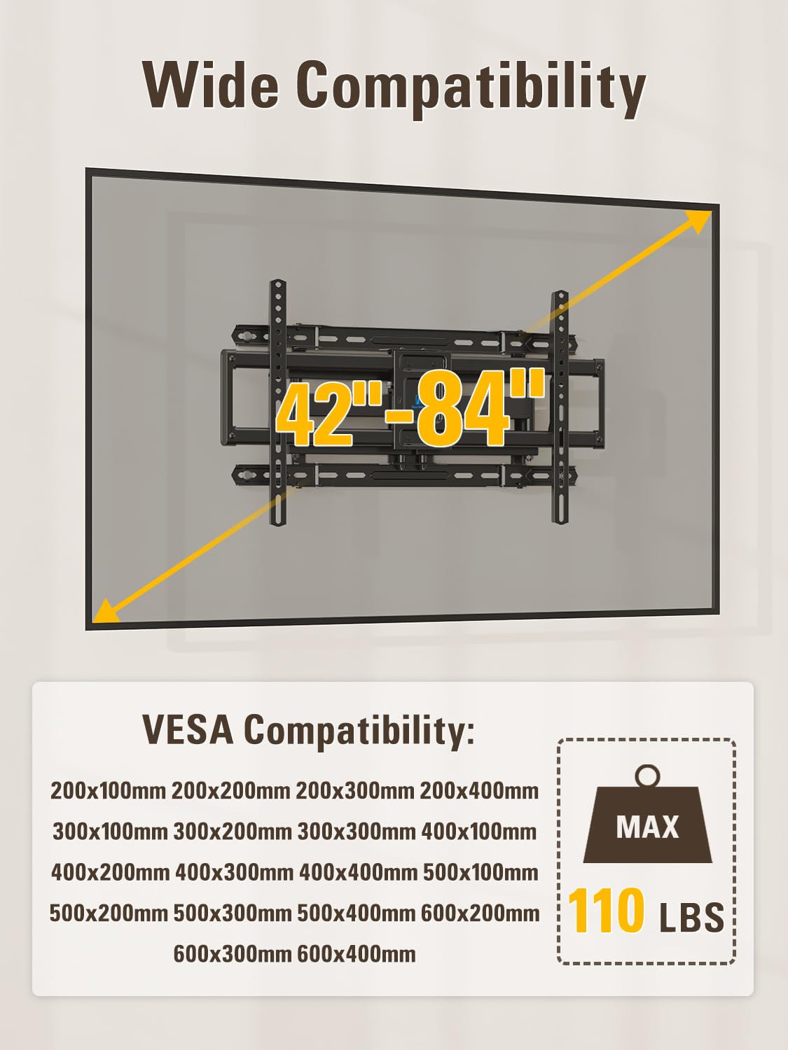 Mounting Dream Full Motion TV Wall Mount for Most 42-90 Inch TV Heavy Duty