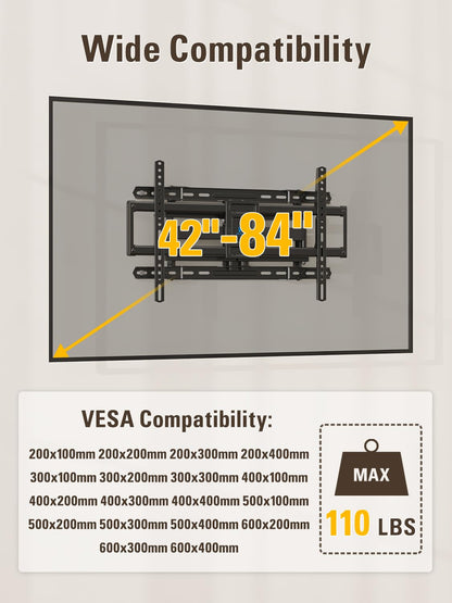 Mounting Dream Full Motion TV Wall Mount for Most 42-90 Inch TV Heavy Duty
