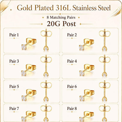 10 Pairs Small Stud Earrings for Women Hypoallergenic Multiple Piercings