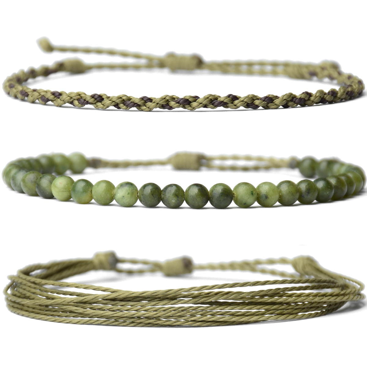 Mezcla Vida Handmade Natural Stone Beaded Healing Bracelet Gift for Men Adjustable Rope String Bracelet