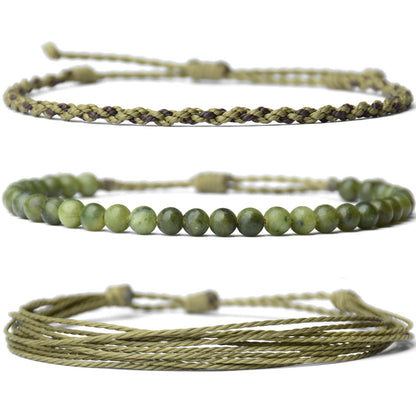 Mezcla Vida Handmade Natural Stone Beaded Healing Bracelet Gift for Men Adjustable Rope String Bracelet