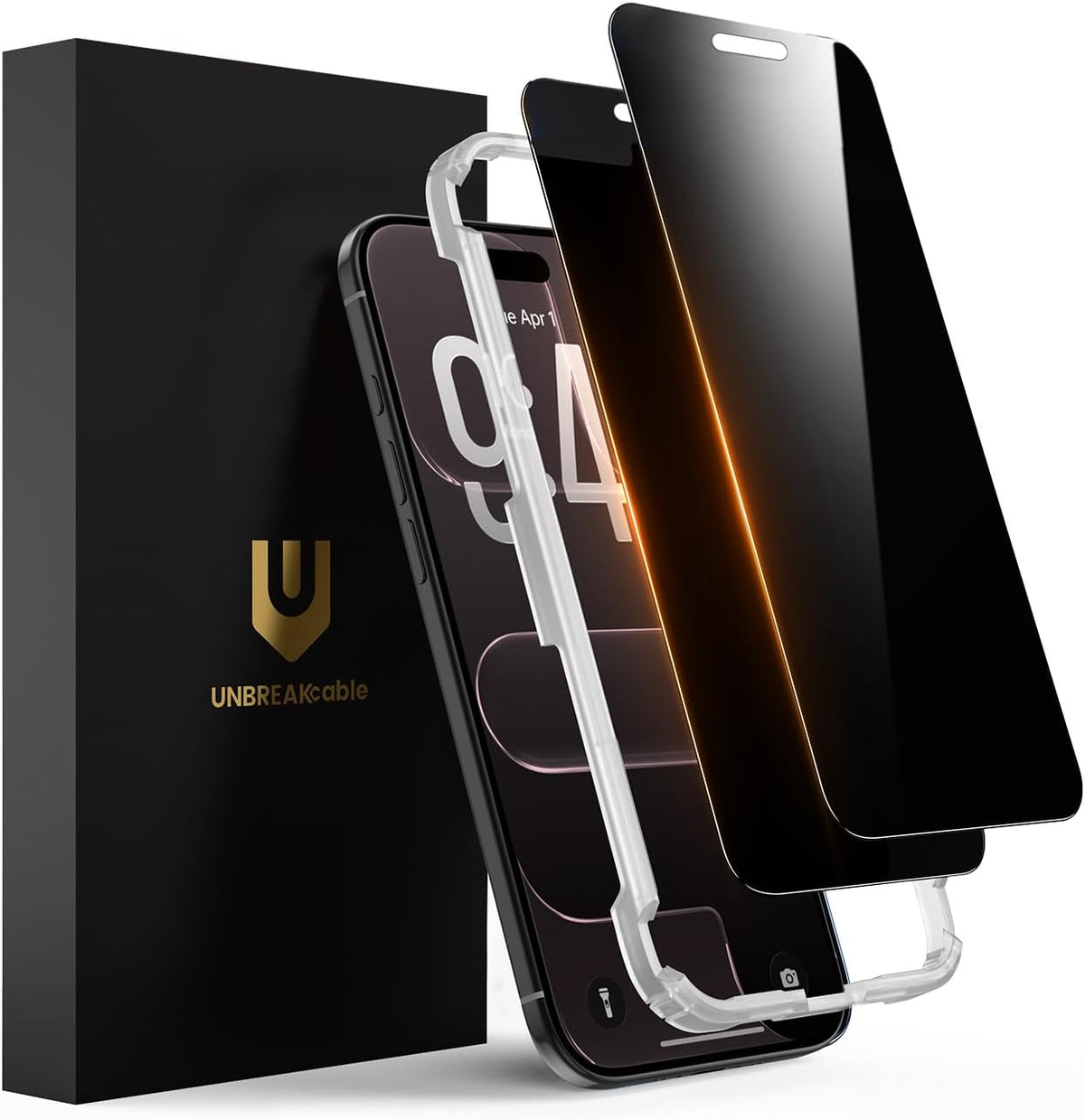 UNBREAKcable Privacy Screen Protector for iPhone 15, Full Coverage