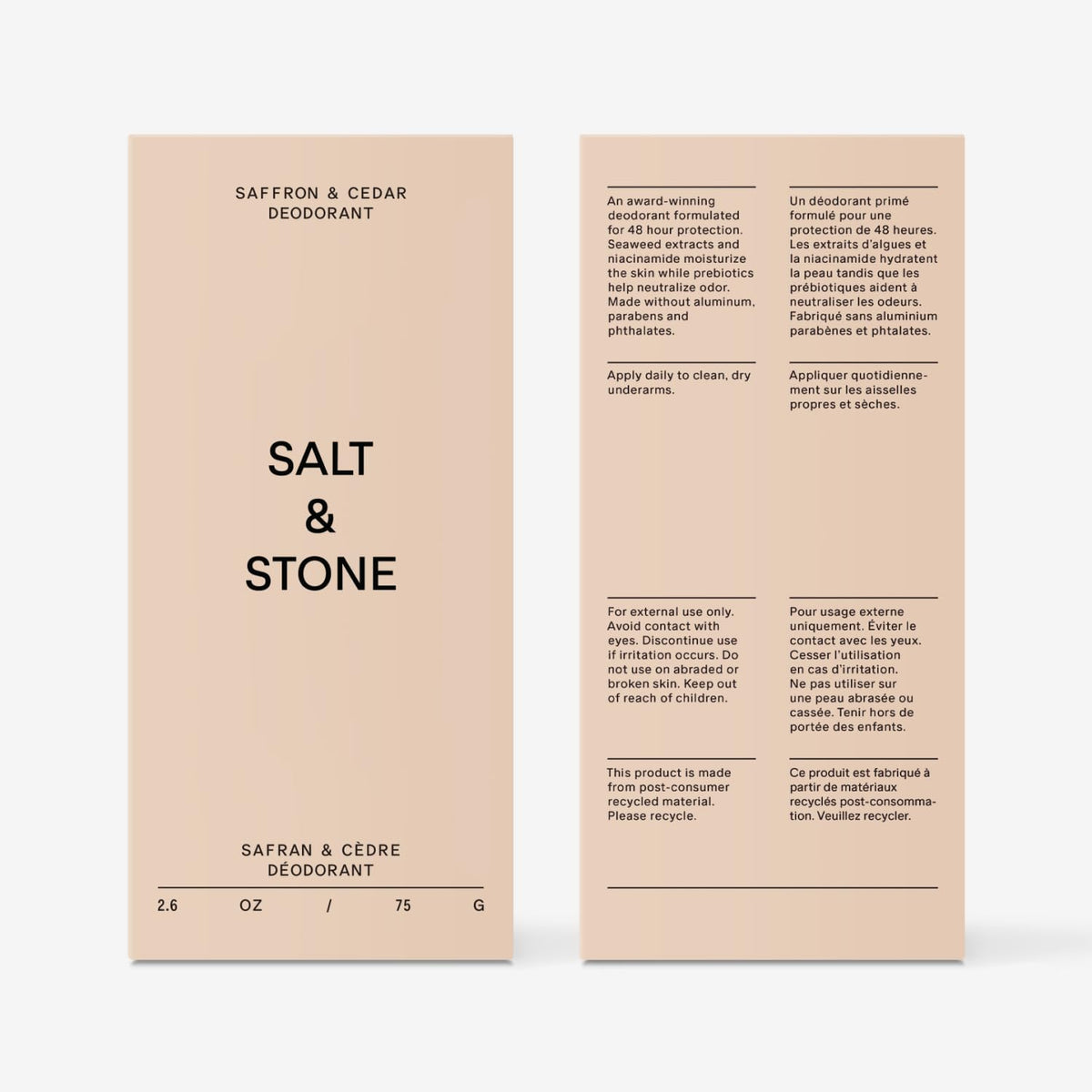 Salt & Stone Aluminum-Free Deodorant, Women & Men Santal & Vetiver 2.6 oz