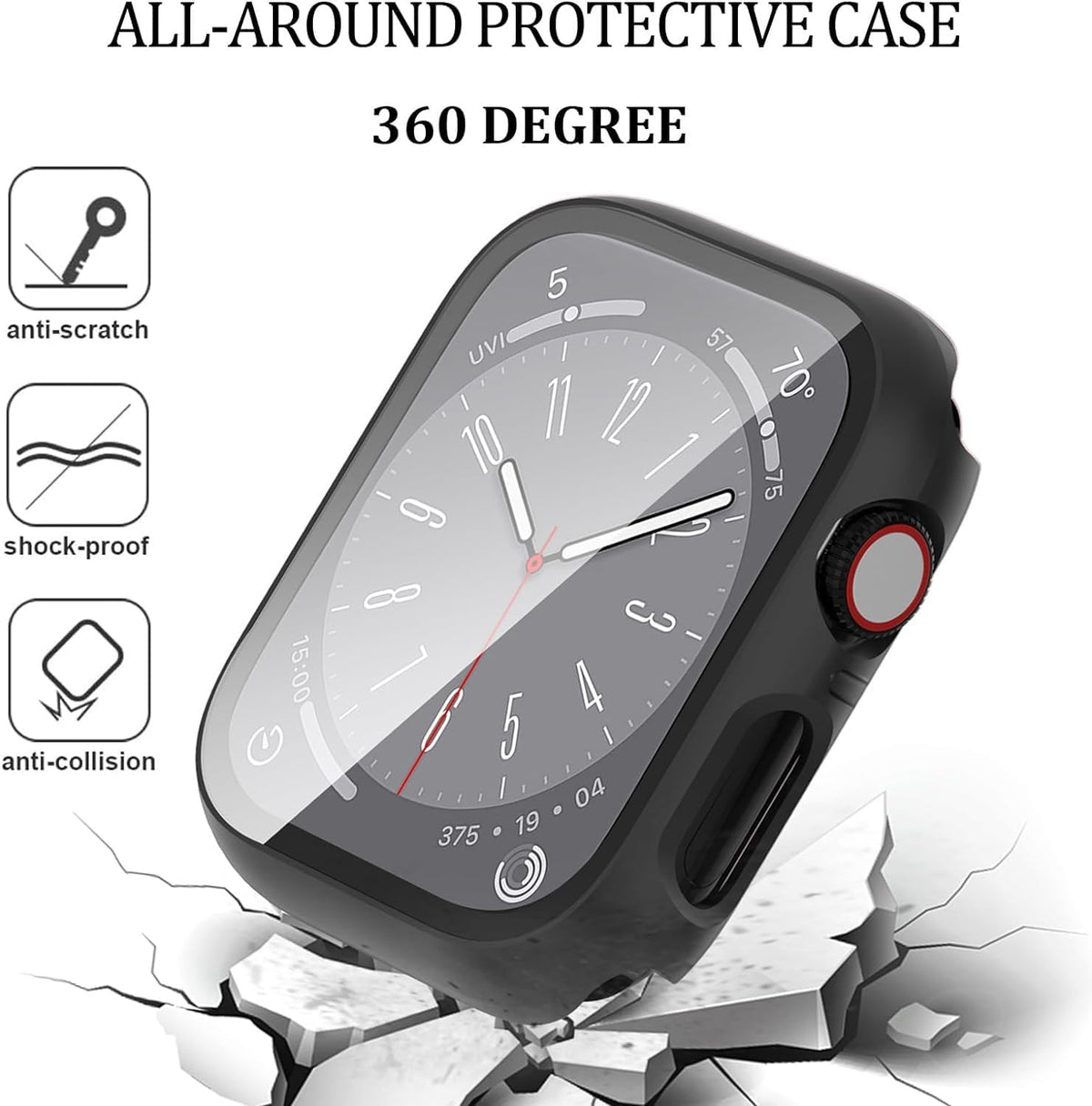 6-Pack Case with Screen Protector for Apple Watch Series 9/8/7 41mm