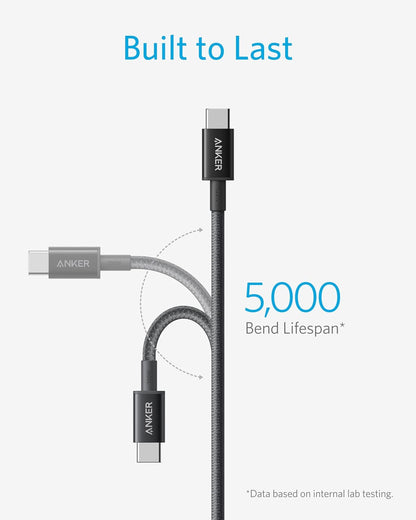 Anker USB C to USB C Cable, 100W Fast Charging Cable (2-Pack, 6 ft, Black)