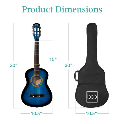 Best Choice Products 30in Kids Acoustic Guitar, All-in-One Beginner Starter Kit w/Strap, Case, Extra Strings, Rosette Inlay - Pink