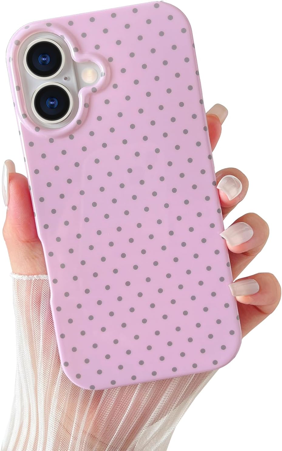 Yeddabox for iPhone 15 Case Cute Polka Dot Phone Case Soft TPU Slim Shockproof Phone Cover for Women Girls, Blue