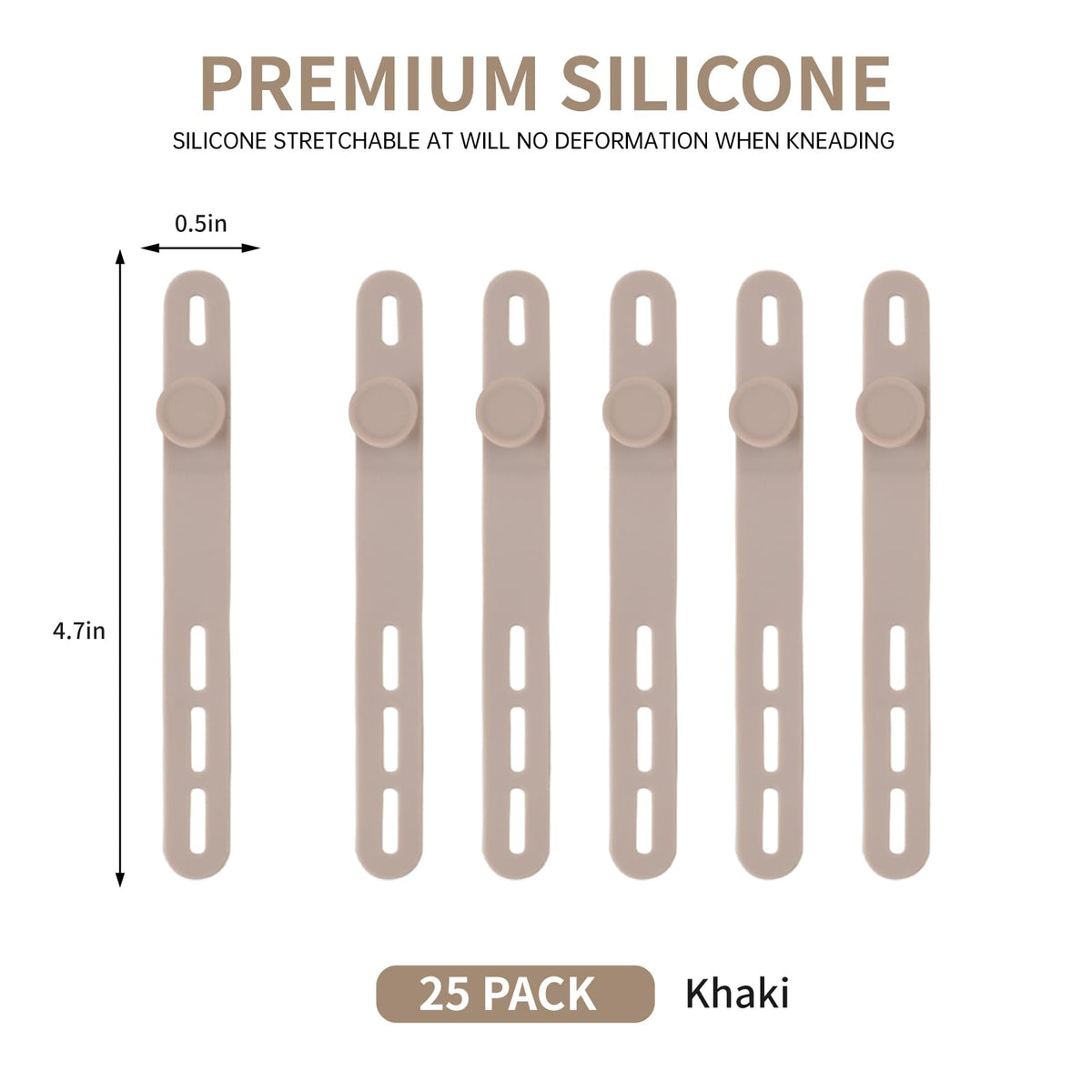 25 Pcs Silicone Cable Ties, Cable Ties Reusable, High Elasticity Cord Wraps for Electrical Cords, Cord Organizer for Earphone, Phone Charger(White)