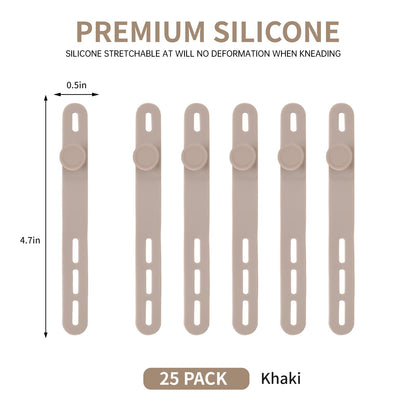 25 Pcs Silicone Cable Ties, Cable Ties Reusable, High Elasticity Cord Wraps for Electrical Cords, Cord Organizer for Earphone, Phone Charger(White)