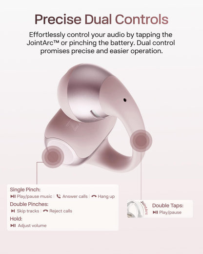 SHOKZ OpenDots 2 Open-Ear Clip-On Earbuds, Black, Dolby Audio, 3 Mics