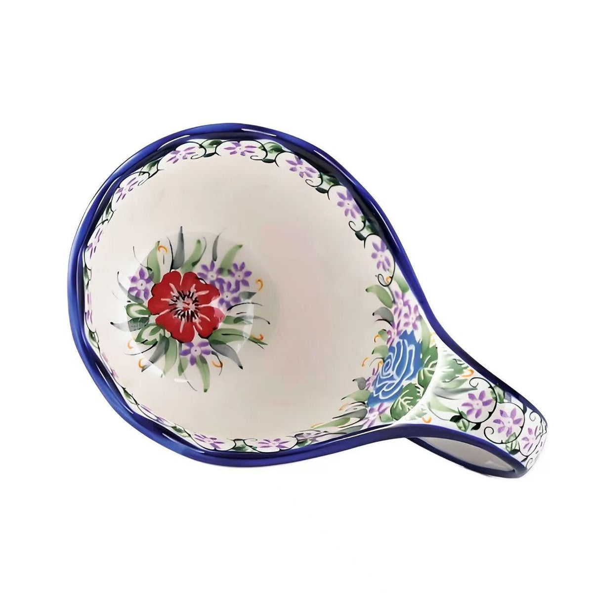 ALMA Handpainted Soup Bowl with Large Loop Handle,Easier Secure Grip