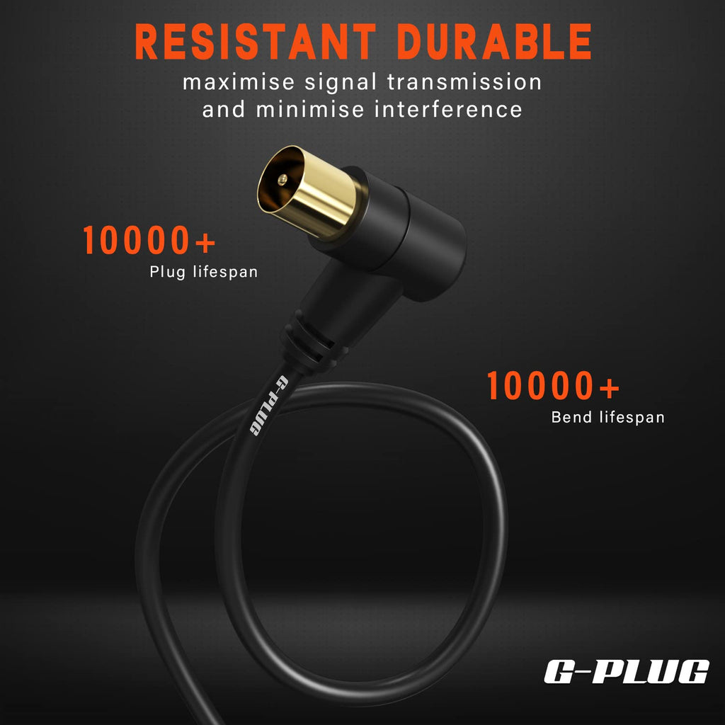 G-PLUG 1m TV Aerial Cable, Coaxial Cable for Freeview, Sky Box and Freesat