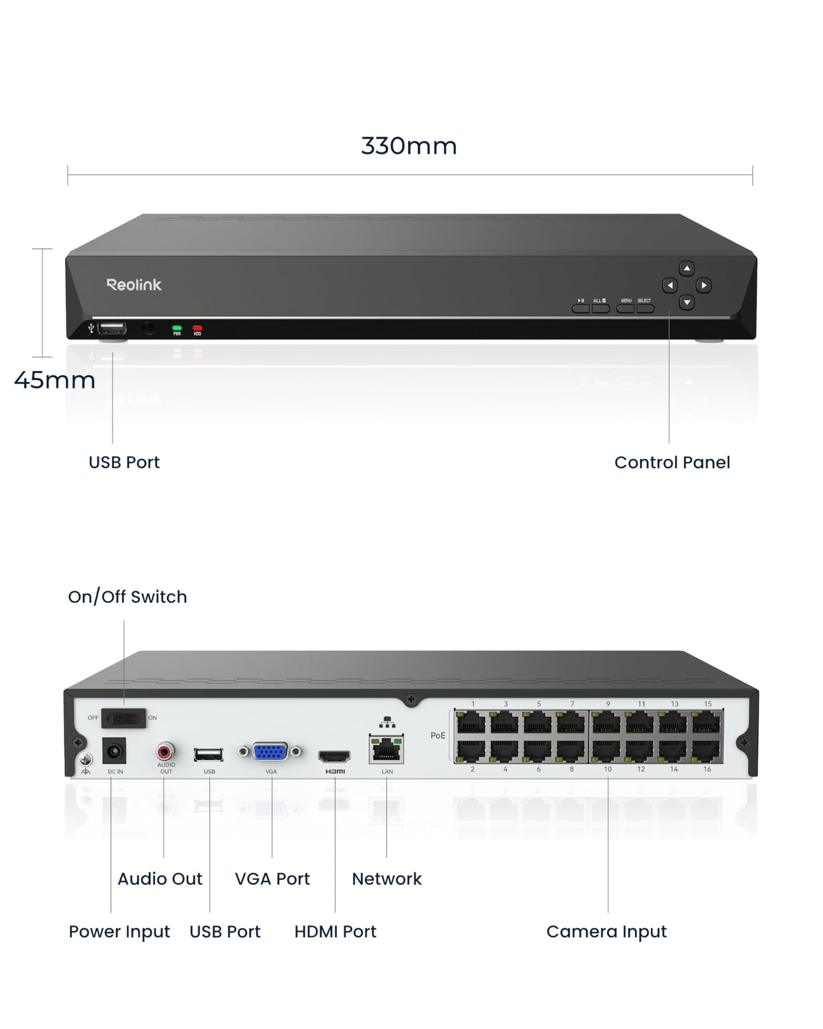 REOLINK RLN16-410 16CH NVR Network Video Recorder PoE Security System