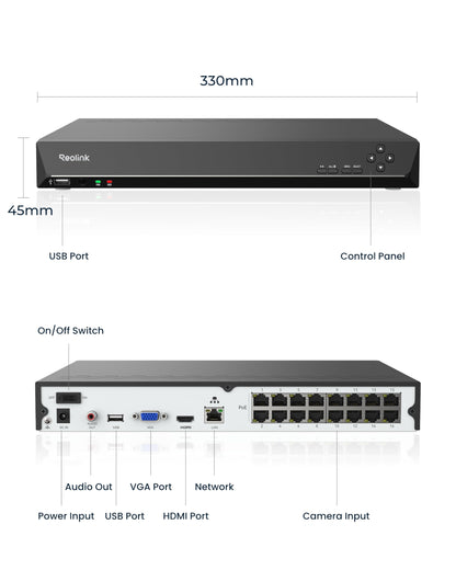 REOLINK RLN16-410 16CH NVR Network Video Recorder PoE Security System