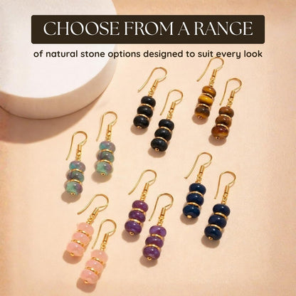 Gempires Beaded Gemstone Dangle Earrings for Women, Boho Gold Birthstone