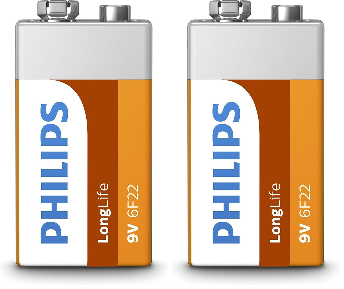 PHILIPS 9V Zinc Battery - 6F22 - Shelf Life up to 5 Years