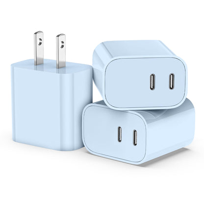 USB C Charger Block 3 Pack, Dual Port 20W Fast Wall Plug