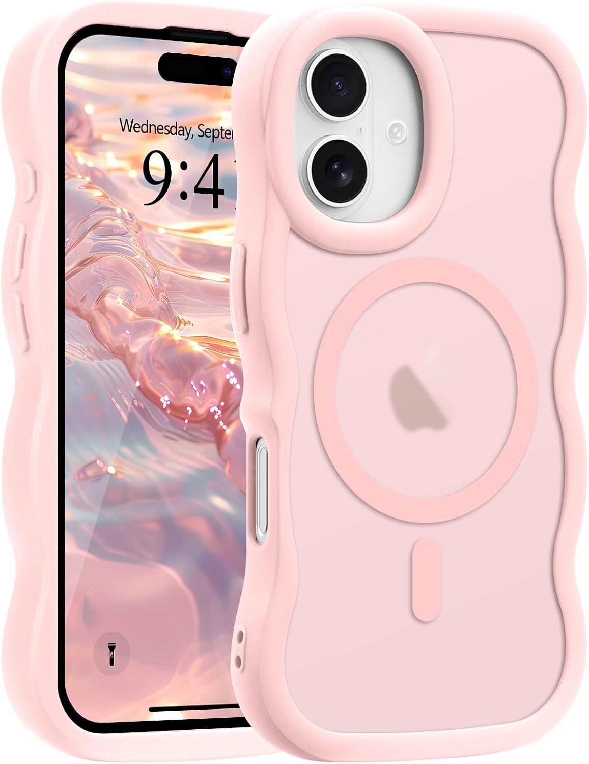 Pepmune for iPhone 16 Pro Max Case Curly Wavy Frame Translucent, Burgundy