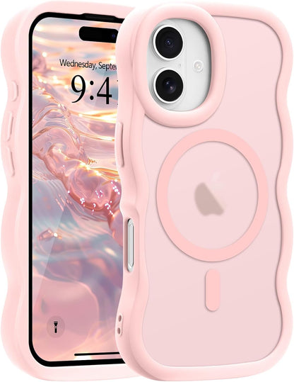 Pepmune for iPhone 16 Pro Max Case Curly Wavy Frame Translucent, Burgundy