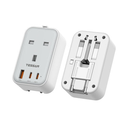 TESSAN UK to Universal Travel Adapter, 1 Pack, Black