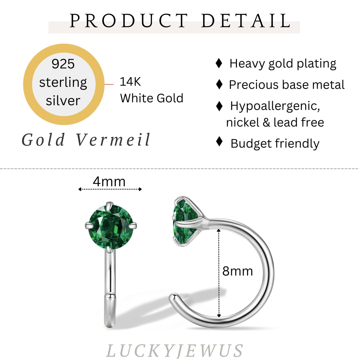 925 Sterling Silver Small Huggie Half Hoop Earrings for Women