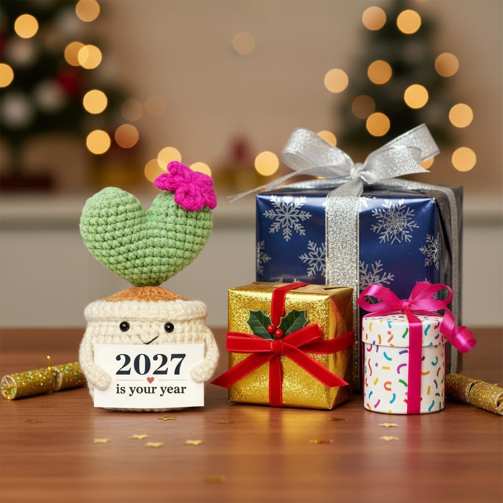 Get Well Gifts for Women, Handmade Crochet Cactus Plant