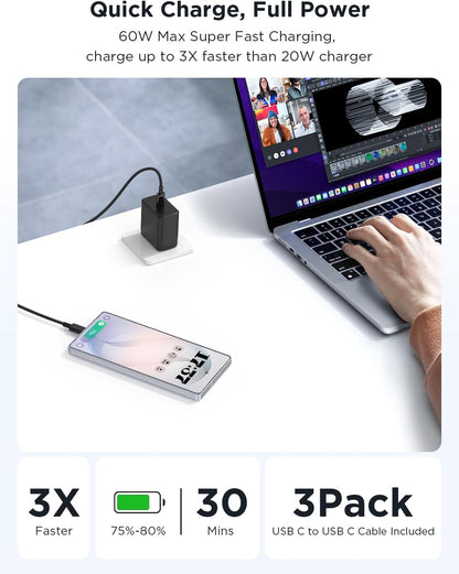 Type C Charger Fast Charging,4Pack 25W Super USB C Fast Charger Block